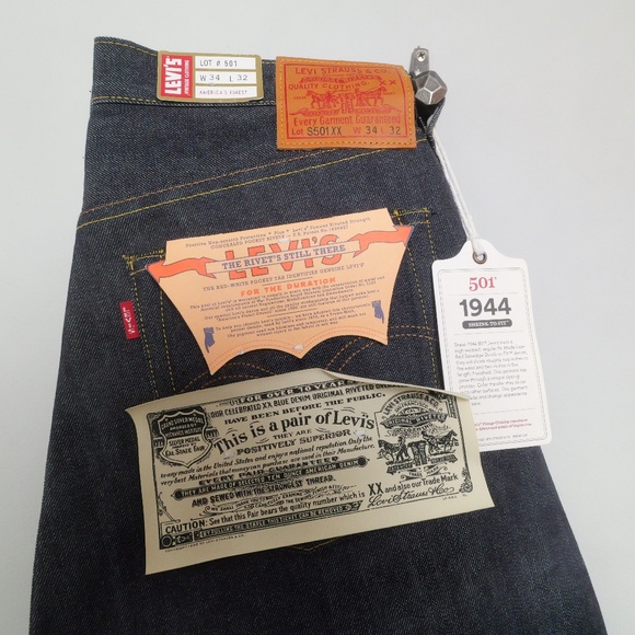 1944 501® ORIGINAL FIT SELVEDGE MEN'S JEANS 34x32 - Picture 1 of 12